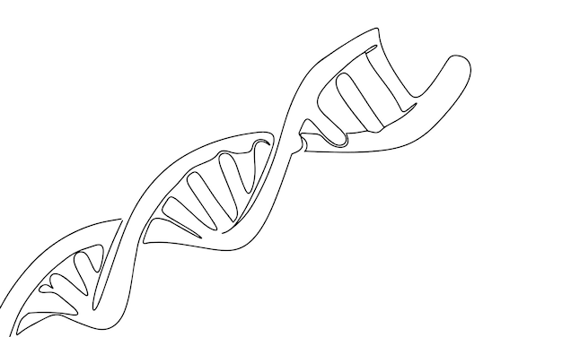 Vector science biotechnology dna continuous line one drawing vector illustration simple line illustratio