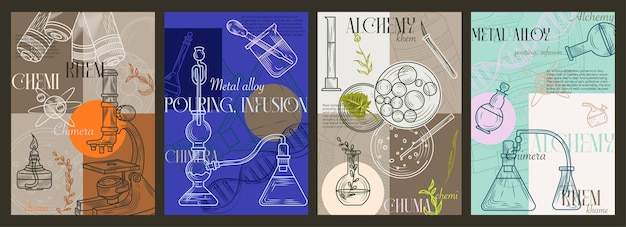 Science chemistry laboratory tests biology pharmaceutics concept posters flyers banner designs or