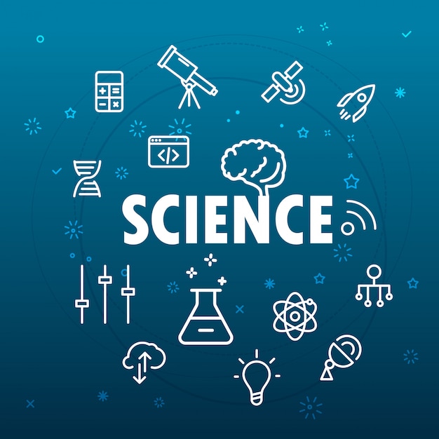 Science concept. Different thin line icons included
