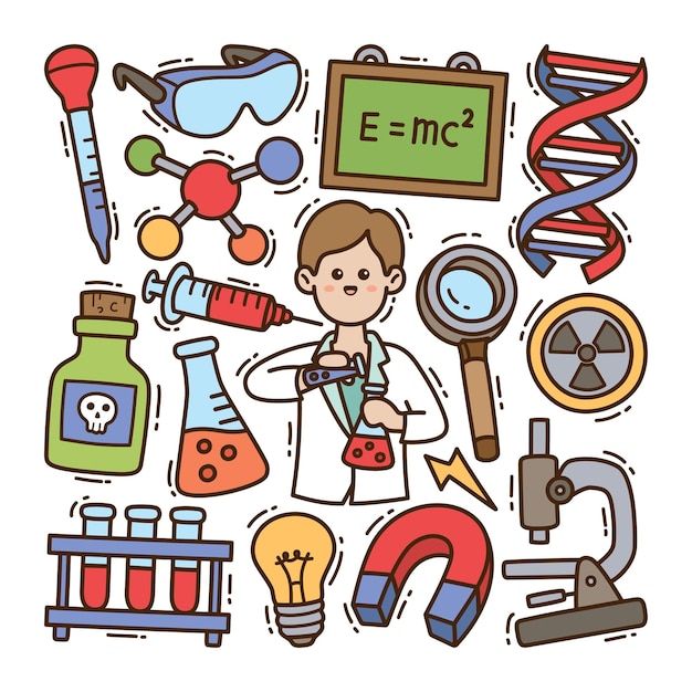 Illustrazione di doodle di scienza