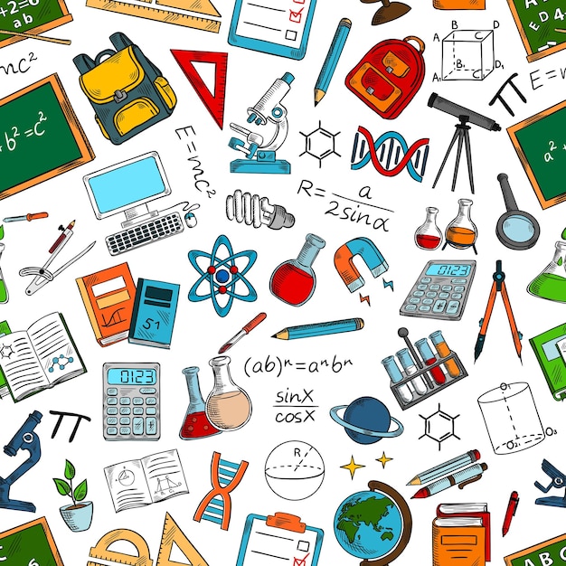 Vector science and education seamless pattern background