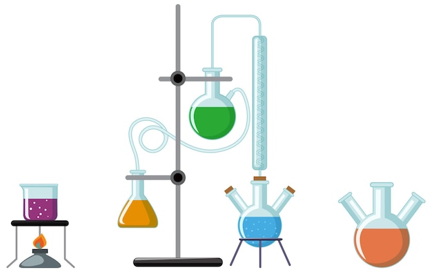 Cartone animato di strumenti per esperimenti scientifici