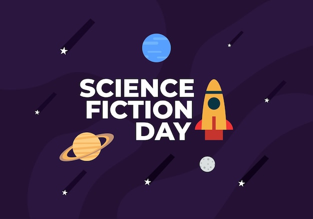 Science fiction dag achtergrond spandoek poster gevierd op 2 januari