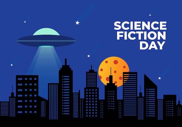 Science fiction dag achtergrond spandoek poster gevierd op 2 januari