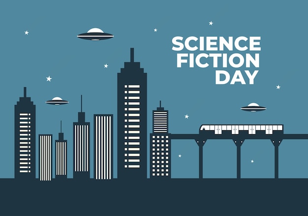 Science fiction dag achtergrond spandoek poster gevierd op 2 januari