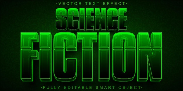 Science Fiction Groen Glinsterende Vector Volledig bewerkbaar Smart Object Teksteffect