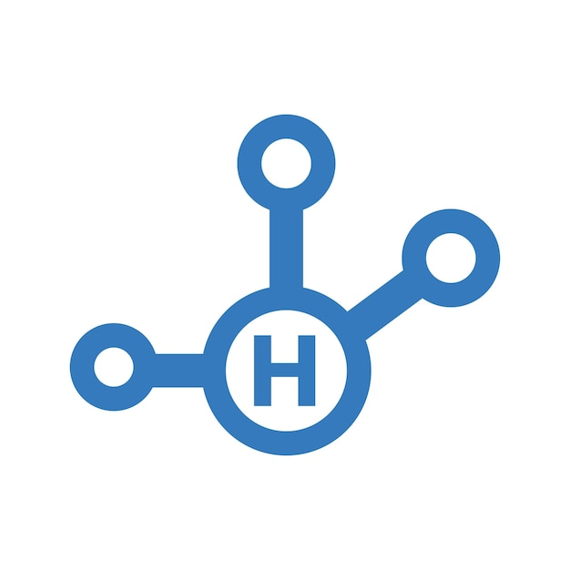 Iconica del segno dell'idrogeno disegno scientifico vettoriale blu