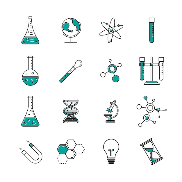 Vector science icon set template for science or school design