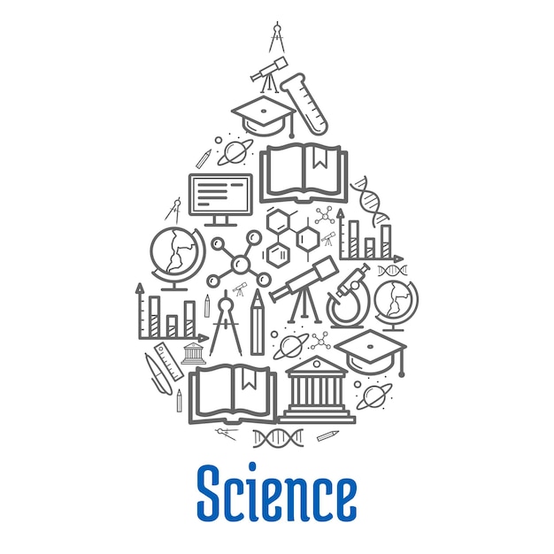 Science icon in water drop shape