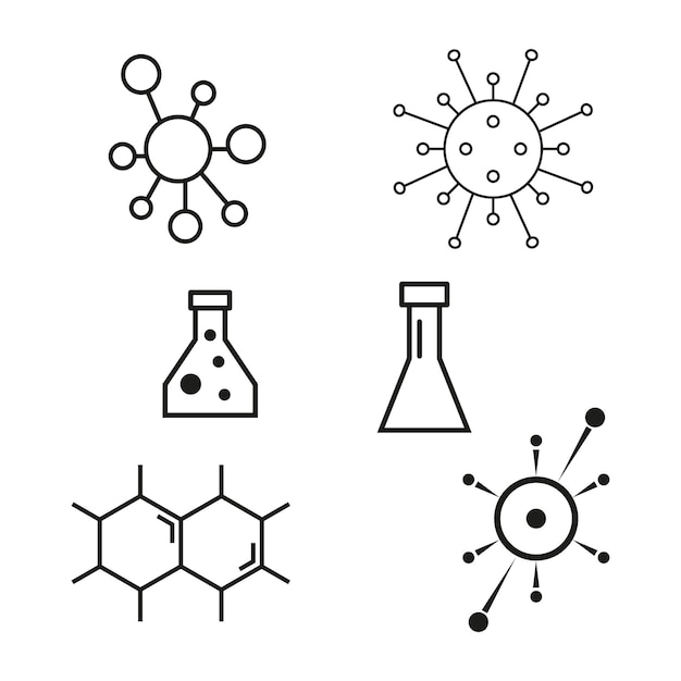 Science icons on white background