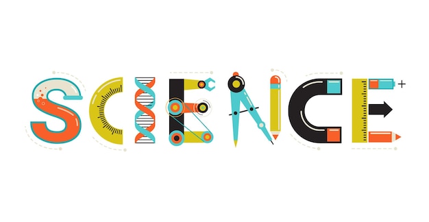 Science illustration with typography