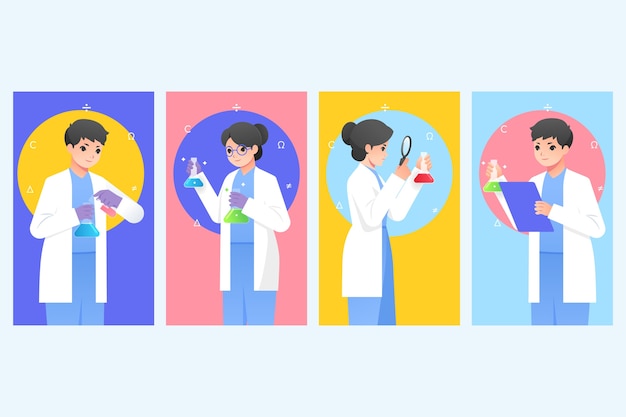 Vector science lab cards in flat design