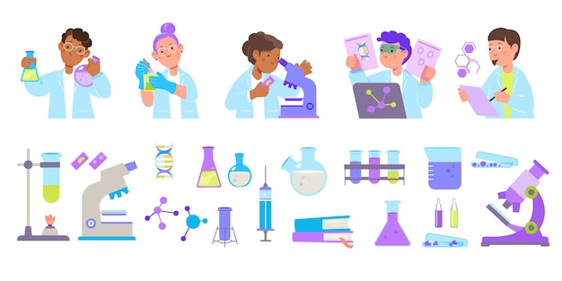 Vector science lab elements in flat design