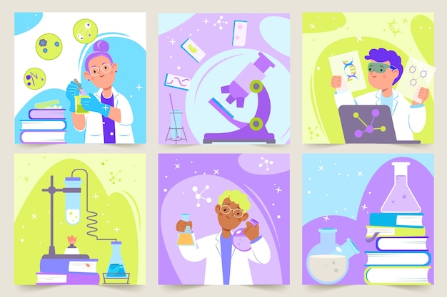 Illustrazioni di laboratorio scientifico in design piatto