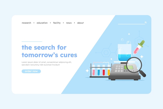 Science lab landing page in flat design