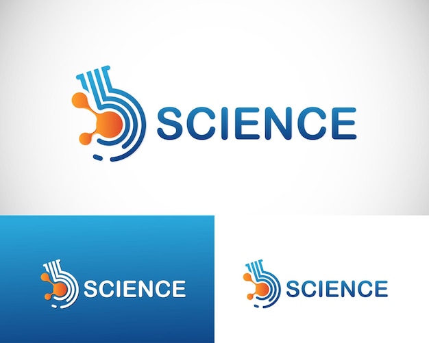 Science lab logo creatief molecuul biologie technologie ontwerpconcept