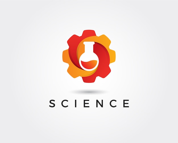 Vector science lab logo illustration of atomic nucleus design