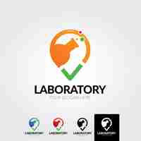 Vector science lab logo illustration of atomic nucleus vector design