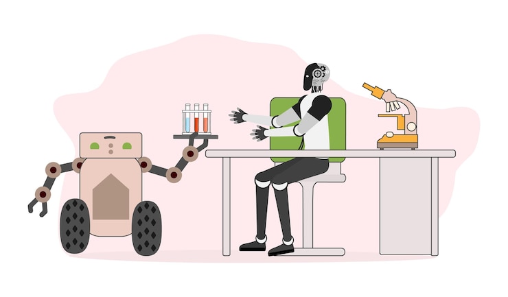 Vector science lab test robot medicine automated robotic