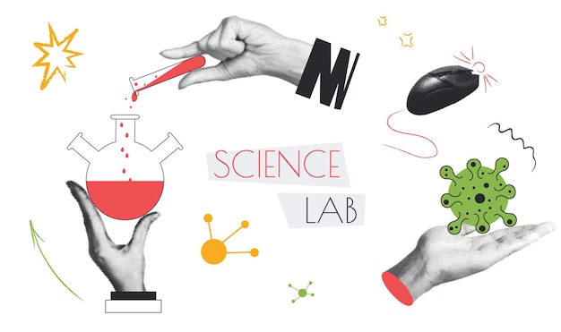 Science laboratory concept with people situations mega set in flat web design Bundle scenes of scientific analysis research tests Vector illustrations for social media banner marketing material