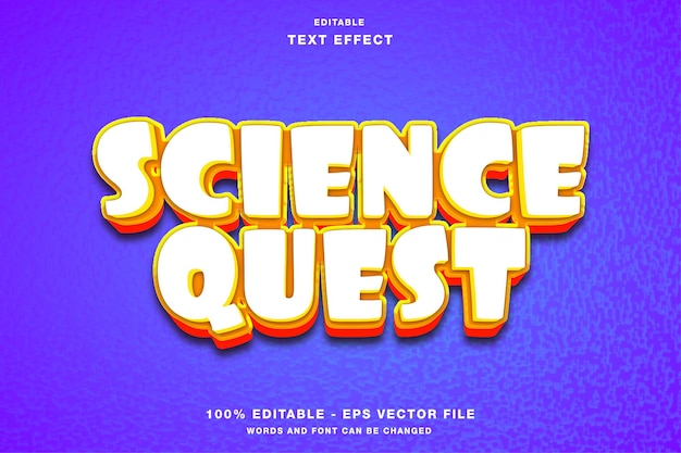 Science quest cartoon-gametitel bewerkbaar teksteffect