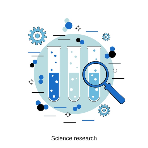 Science research flat design style vector concept illustration