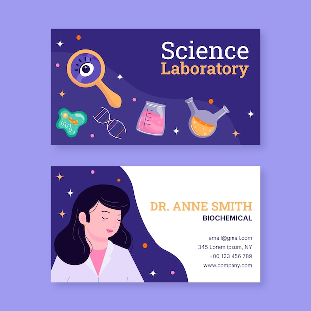 Science research horizontal business card