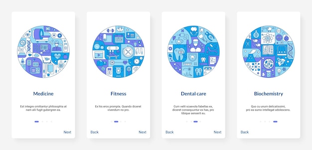 Science research in medicine, dentistry and sport fitness illustration.