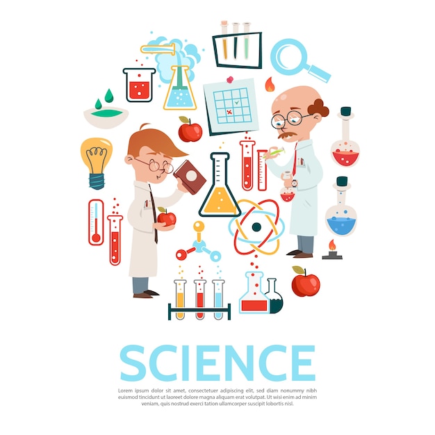 Science round template in flat style