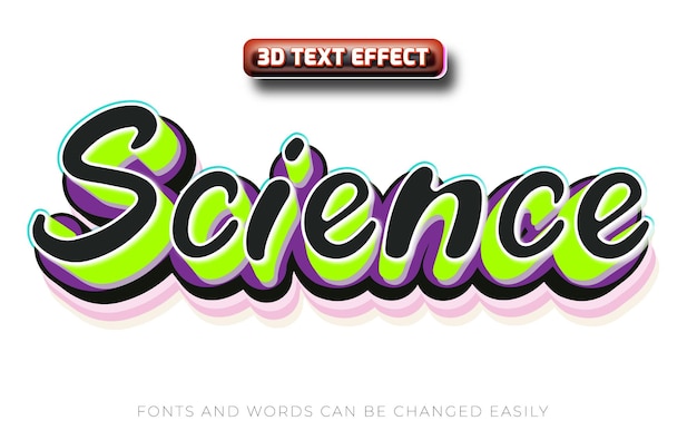 벡터 과학 쇼 레트로 3d 편집 가능한 텍스트 효과 스타일