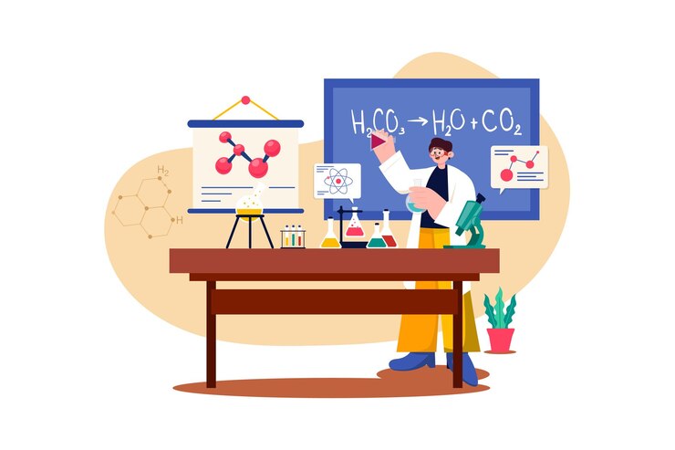 Vector science teacher illustration concept on white background