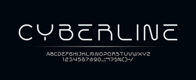 Vettore science tech font cyber typeface digitale abc