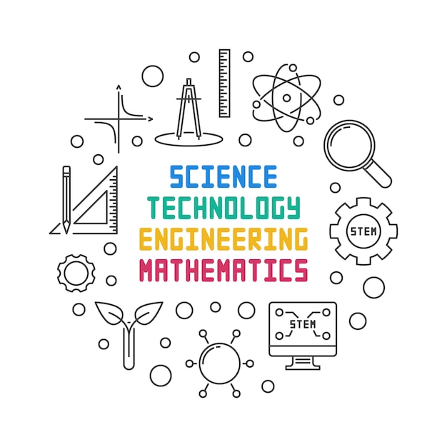 Vector science, technology, engineering and math round illustration