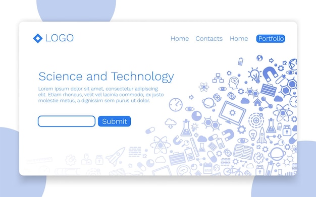 Science and technology, icon background, landing page concept. vector illustration