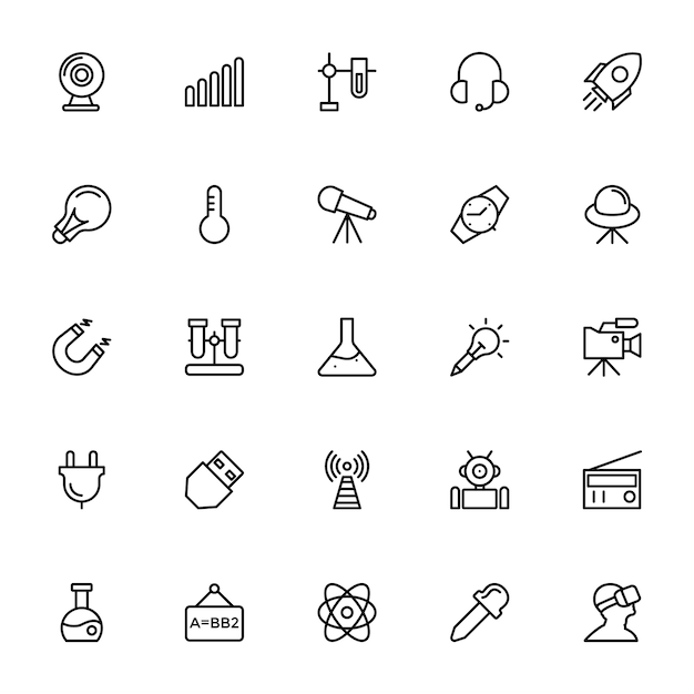 science and Technology Line Icons