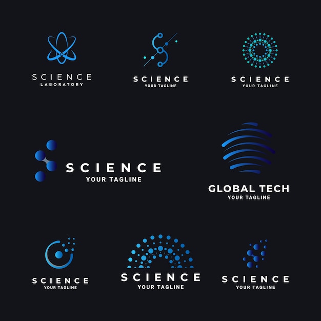 Insieme di simboli del logo della tecnologia scientifica