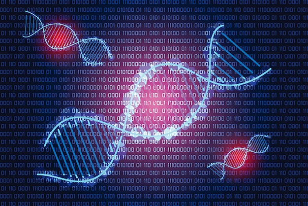 Vettore template scientifiche di carta da parati o banner con molecole di dna