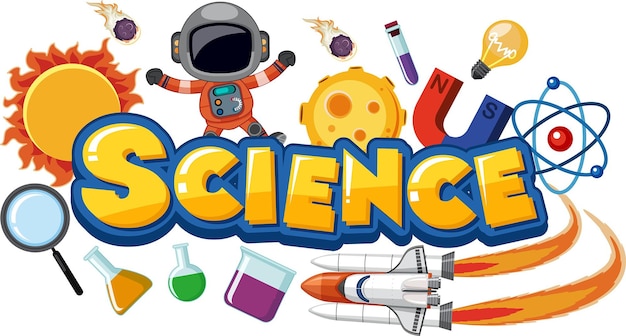 Science text icon with elements