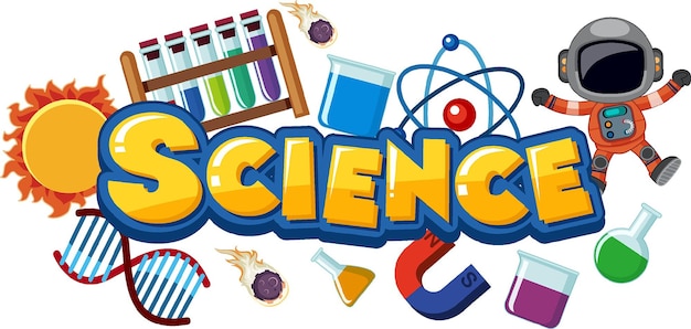 Science text icon with elements