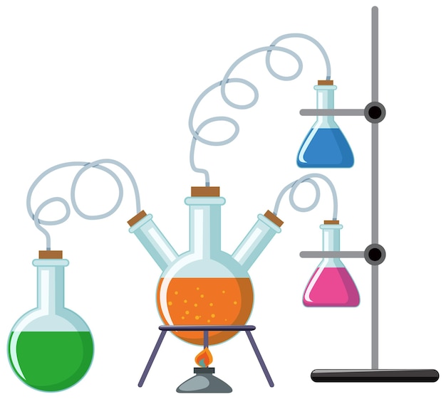 Vector science tools and equipments isolated