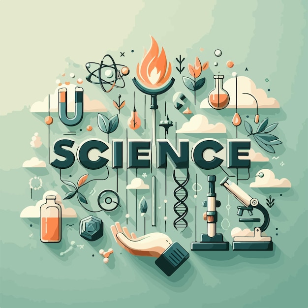 Science word concept vector illustration with biological element