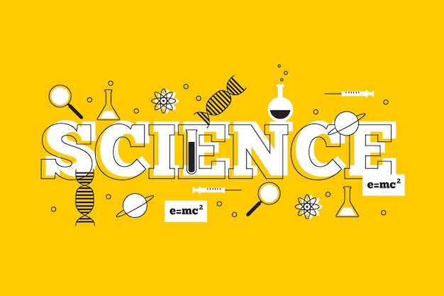 Vector science word with dna and molecules