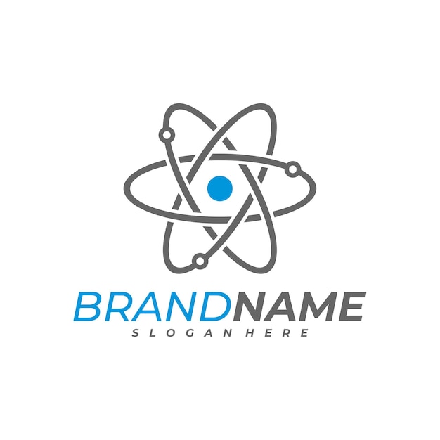 Scientific atom logo template Science logo design vector