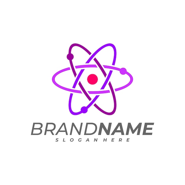 Scientific atom logo template Science logo design vector