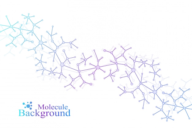 Vettore modello di chimica scientifica. struttura molecolare concetto di ricerca del dna. comunicazione di base scientifica e tecnologica.