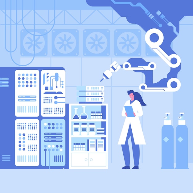 Научная лаборатория с роботизированной технологией