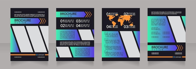 Scientific research in energy industry promo black blank brochure design. template set with copy space for text. premade corporate reports collection. editable 4 paper pages. calibri, arial fonts used