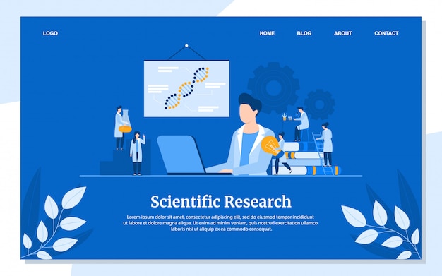 Concetto dell'illustrazione di ricerca scientifica, lavoro di squadra della gente nel laboratorio di scienza.