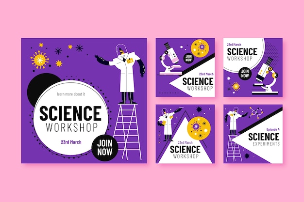 Vector scientific research instagram post template