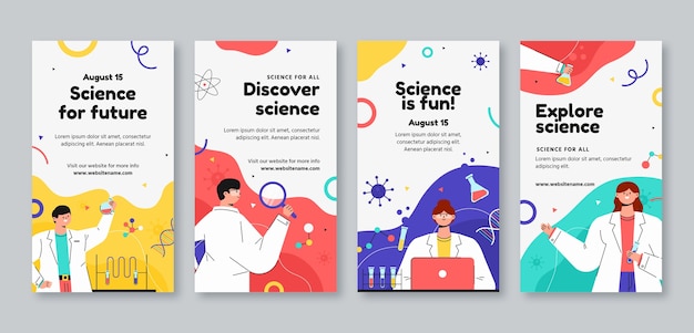 Vector scientific research   instagram stories